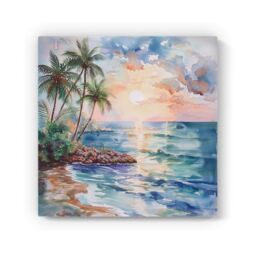"Warren Reed - Designer A Peaceful Beach Canvas - Size: W16"" x H16""" - thumbnail 2