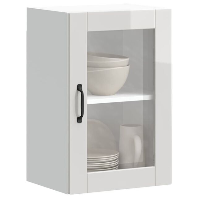 Berkfield Home Kitchen Wall Cabinet with Glass Door¬†Porto High Gloss White - image 1