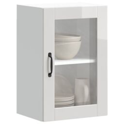 Berkfield Home Kitchen Wall Cabinet with Glass Door¬†Porto High Gloss White - thumbnail 1