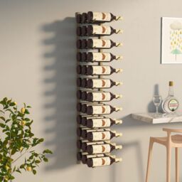 Berkfield Home Wall Mounted Wine Rack for 36 Bottles Gold Iron
