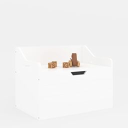 Xample Wooden Toy Box, Kids Bench & Storage Chest Cabinet with Safety Hinged Lid in White - thumbnail 2