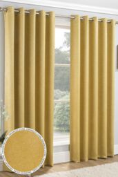 Enhanced Living 'Vogue' Ochre Eyelet Thermal Noise Reducing Dim Out Curtains Pair in Yellow - Size: 117 cm width x 229 cm drop