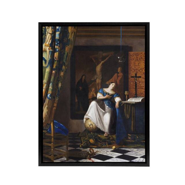 "Artery8 Allegory of the Catholic Faith Vermeer Vintage Framed Canvas Wall Art - Size: W12"" x H16""" - image 1