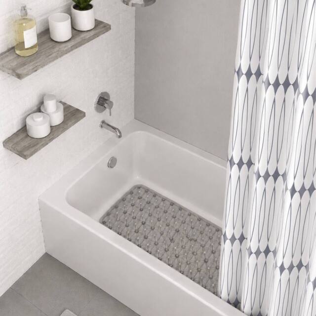 Showerdrape Linea Shower curtain & Laguna Grey Anti Slip Bath Mat - Size: 180 cm width x 180 cm drop - image 1