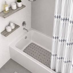 Showerdrape Linea Shower curtain & Laguna Grey Anti Slip Bath Mat - Size: 180 cm width x 180 cm drop - thumbnail 1