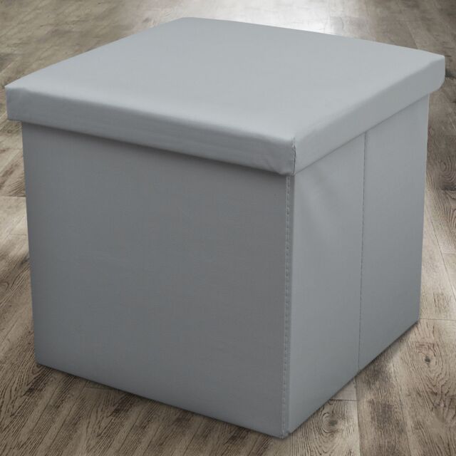 Home Republic Faux Leather Foldable Storage Ottoman in Grey - Size: Large - image 1