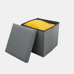 Home Republic Faux Leather Foldable Storage Ottoman in Grey - Size: Large - thumbnail 4