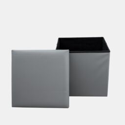 Home Republic Faux Leather Foldable Storage Ottoman in Grey - Size: Large - thumbnail 3