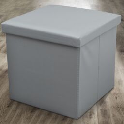 Home Republic Faux Leather Foldable Storage Ottoman in Grey - Size: Large - thumbnail 1