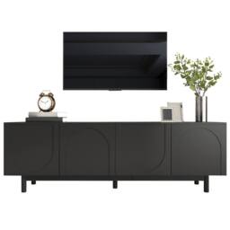 Merax Modern TV Cabinet 175 x 38 x 56 cm with Adjustable Shelves in Black - thumbnail 6