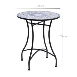 EONLION Mosaic Round Patio Side Table in Blue - Size: 100 cm - thumbnail 2