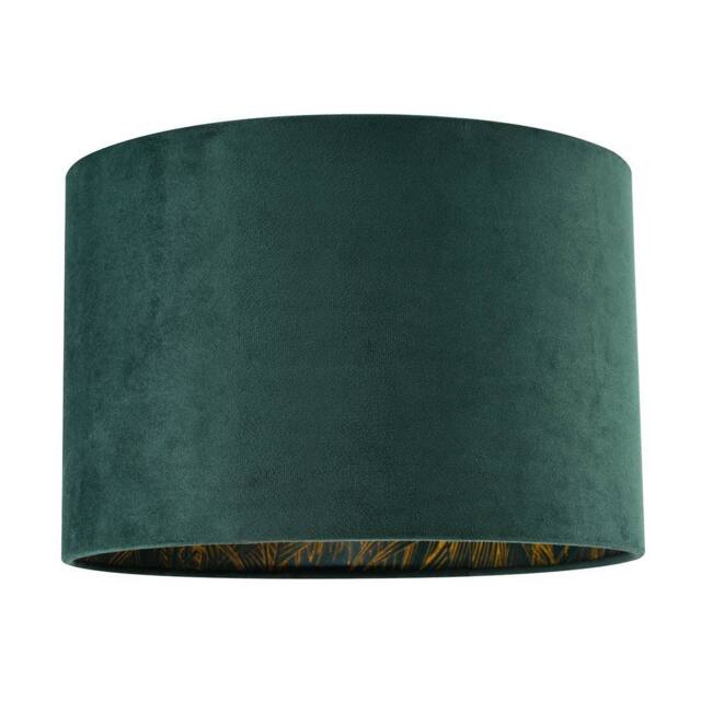 Happy Homewares Forest Green Velvet Lamp Shade with Inner Shiny Gold Palm Tree Design in Dark Green - Size: 12 inches - image 1