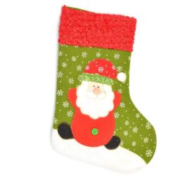 Shatchi Medium Traditional Stocking Santa Sack Sock Christmas Xmas Tree Decorations Home decoration Gifts Bag Sweets Toys, Multi in Green - thumbnail 1