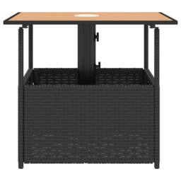 Berkfield Home Garden Table with Parasol Hole Black 55x55x46.5 cm Poly Rattan - thumbnail 5