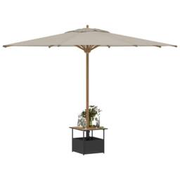 Berkfield Home Garden Table with Parasol Hole Black 55x55x46.5 cm Poly Rattan - thumbnail 4