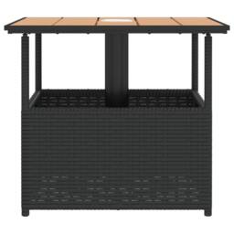 Berkfield Home Garden Table with Parasol Hole Black 55x55x46.5 cm Poly Rattan - thumbnail 6