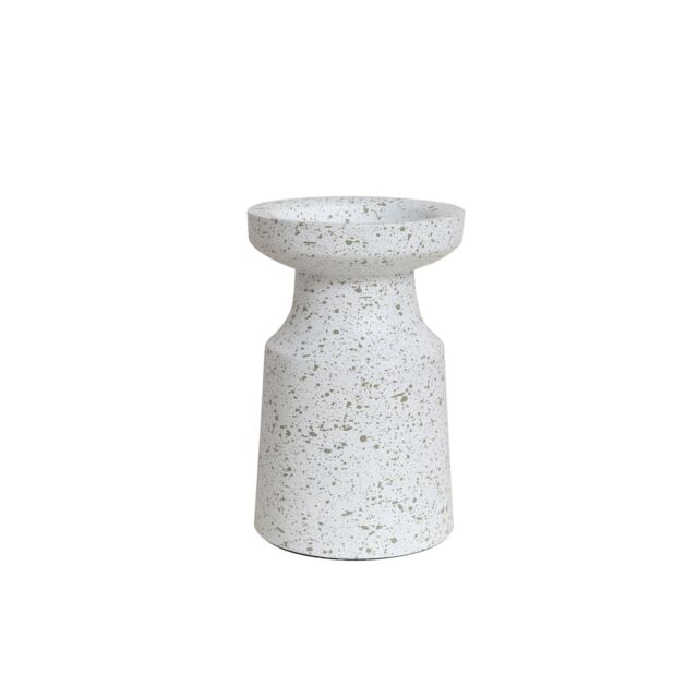 Melody Maison White Speckled Metal Round Pillar Candle Holder - 18cm - image 1