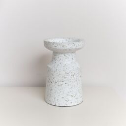 Melody Maison White Speckled Metal Round Pillar Candle Holder - 18cm - thumbnail 5