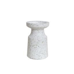 Melody Maison White Speckled Metal Round Pillar Candle Holder - 18cm - thumbnail 1