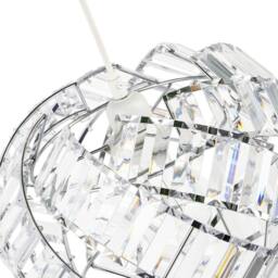 Happy Homewares Modern Chrome Pendant Lamp Shade with Curved Strips & Acrylic Prisms in Silver - thumbnail 5