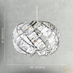 Happy Homewares Modern Chrome Pendant Lamp Shade with Curved Strips & Acrylic Prisms in Silver - thumbnail 7