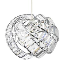 Happy Homewares Modern Chrome Pendant Lamp Shade with Curved Strips & Acrylic Prisms in Silver - thumbnail 3