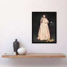 Artery8 Edouard Manet Framed Wall Art Print Young Lady With a Parrot Portrait in Grey - Size: A4 - thumbnail 2