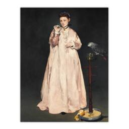 Artery8 Edouard Manet Framed Wall Art Print Young Lady With a Parrot Portrait in Grey - Size: A4 - thumbnail 3