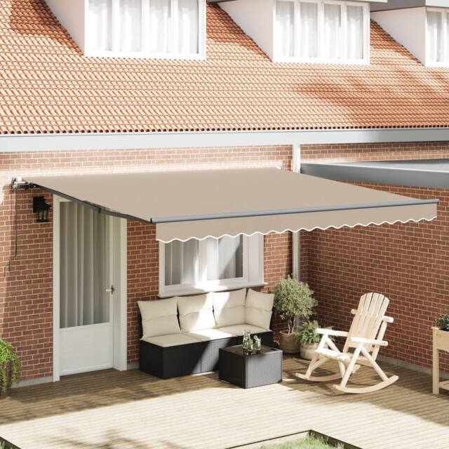Berkfield Home Manual Retractable Awning Beige 400x350 cm - image 1