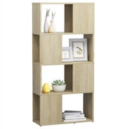 Berkfield Home Book Cabinet Room Divider Sonoma Oak 60x24x124.5 cm Engineered Wood in Brown - thumbnail 4