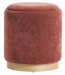 Nordlys Brown Wooden Base Pouf with Storage for Living Room in Red - thumbnail 1