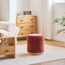Nordlys Brown Wooden Base Pouf with Storage for Living Room in Red - thumbnail 9