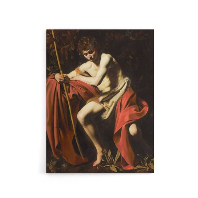 "Artery8 Saint John the Baptist in Wilderness Caravaggio Canvas Wall Art Print - Size: W12"" x H16""" - image 1