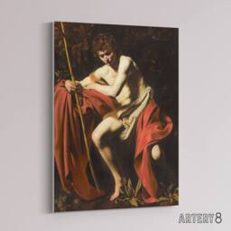 "Artery8 Saint John the Baptist in Wilderness Caravaggio Canvas Wall Art Print - Size: W12"" x H16""" - thumbnail 2