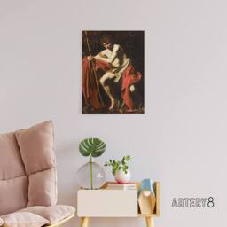 "Artery8 Saint John the Baptist in Wilderness Caravaggio Canvas Wall Art Print - Size: W12"" x H16""" - thumbnail 3