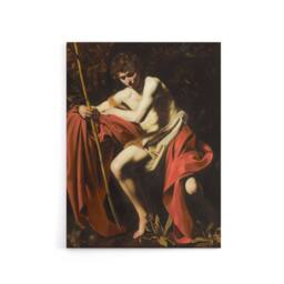 "Artery8 Saint John the Baptist in Wilderness Caravaggio Canvas Wall Art Print - Size: W12"" x H16""" - thumbnail 1