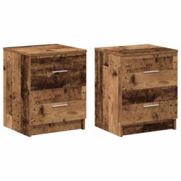 Berkfield Home Bedside Cabinets 2 pcs with 2 Drawers Old Wood 40x36x50 cm in Brown - Size: 40 x 36 x 50 cm - thumbnail 2
