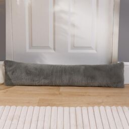 OHS Faux Fur Fleece Draft Excluder Window Insulation Weather Draught Door Stopper in Charcoal