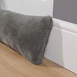 OHS Faux Fur Fleece Draft Excluder Window Insulation Weather Draught Door Stopper in Charcoal - thumbnail 3