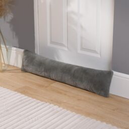 OHS Faux Fur Fleece Draft Excluder Window Insulation Weather Draught Door Stopper in Charcoal - thumbnail 2