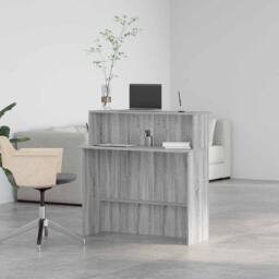 Berkfield Home Reception Desk Grey Sonoma 100x50x103.5 cm Engineered Wood - thumbnail 4