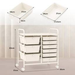Gymax 9-Drawer Rolling Storage Cart Tools Scrapbook Paper Organizer With Metal Frame in Beige - thumbnail 2