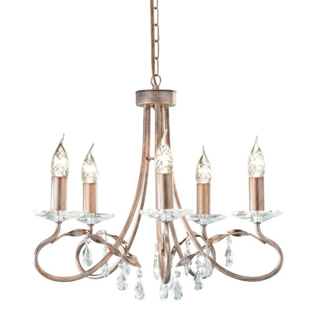 Loops 5 Bulb Chandelier Hanging Pendant LIght Silver/Gold LED E14 60W Bulb in Metallics