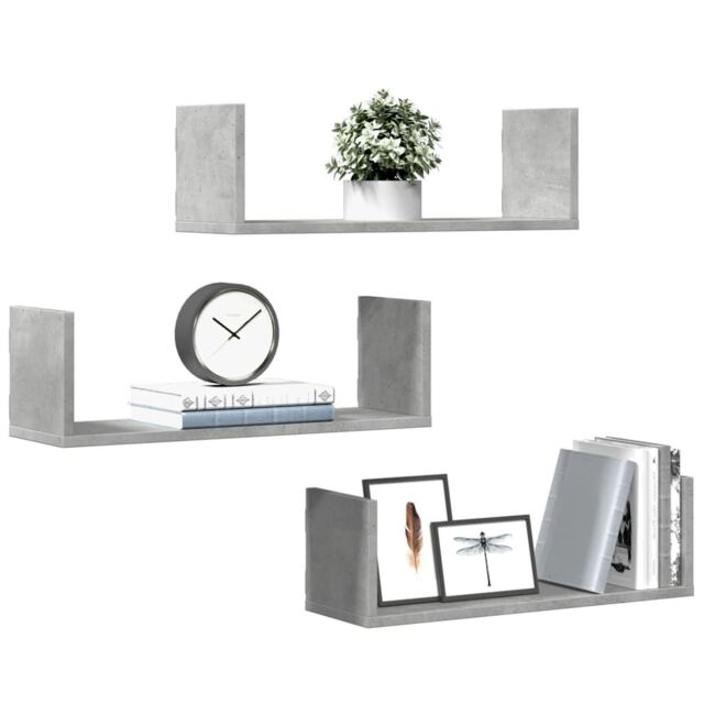 Berkfield Home Wall Shelves 3 pcs Concrete Grey 58x18x18 cm Engineered Wood - Size: 58 x 18 x 18 cm - image 1