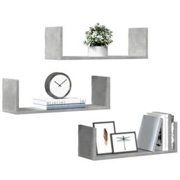 Berkfield Home Wall Shelves 3 pcs Concrete Grey 58x18x18 cm Engineered Wood - Size: 58 x 18 x 18 cm - thumbnail 1