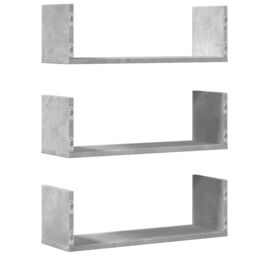Berkfield Home Wall Shelves 3 pcs Concrete Grey 58x18x18 cm Engineered Wood - Size: 58 x 18 x 18 cm - thumbnail 6