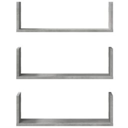 Berkfield Home Wall Shelves 3 pcs Concrete Grey 58x18x18 cm Engineered Wood - Size: 58 x 18 x 18 cm - thumbnail 4