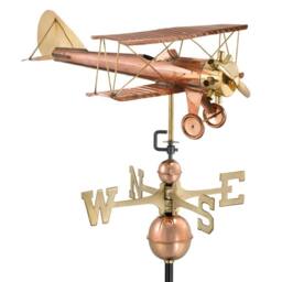 Good Directions Farmhouse Copper Bi plane Weathervane - H78 x W58 x L56 cm - thumbnail 1