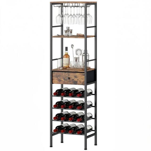 KORVIXA Wine Bar Cabinet 16-Bottle Wine Rack in Brown - Size: 100 cm x 100 cm - image 1