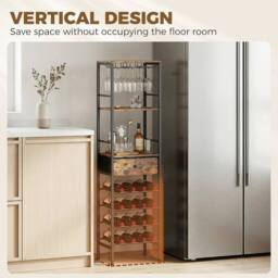 KORVIXA Wine Bar Cabinet 16-Bottle Wine Rack in Brown - Size: 100 cm x 100 cm - thumbnail 3